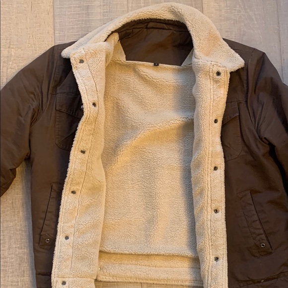 Men's Brown Sherpa-Lined Jacket - Picture 3 of 10